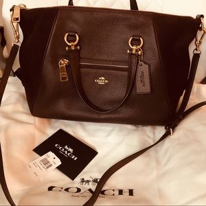 NWT**Coach Prairie Satchel in leather & suede